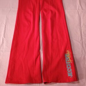 Jecci 5 NYC Women Small Flared Pants Red Sports Style 78% Cotton Indie Cute